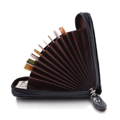 Men's Wallet Genuine PU Leather Credit Card Holder RFID Blocking Zipper Pocket Men bag Multi-card zipper - Korvel
