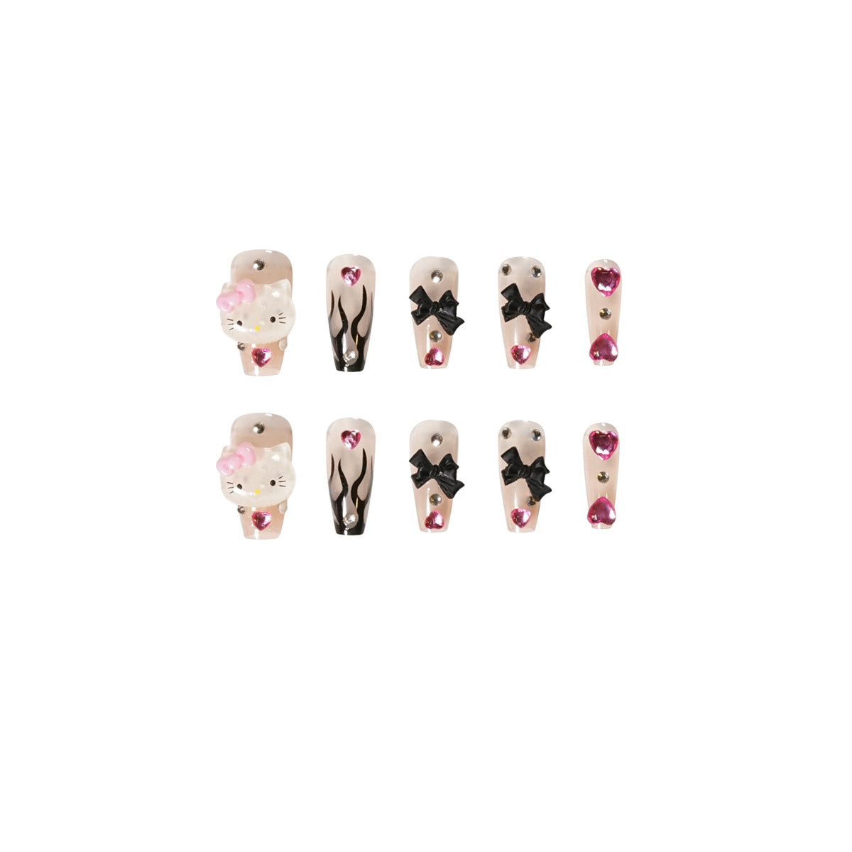 Girl Black Flame Y2K Style Wearing Nail Products Nail Patch Nail Patch Removable Nail Piece Fake Nail - Korvel