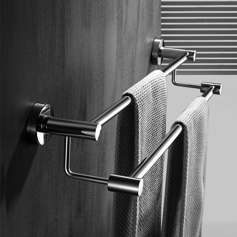 304 stainless steel towel rack, non perforated, bathroom towel double pole hanging rack, household towel rack - Korvel
