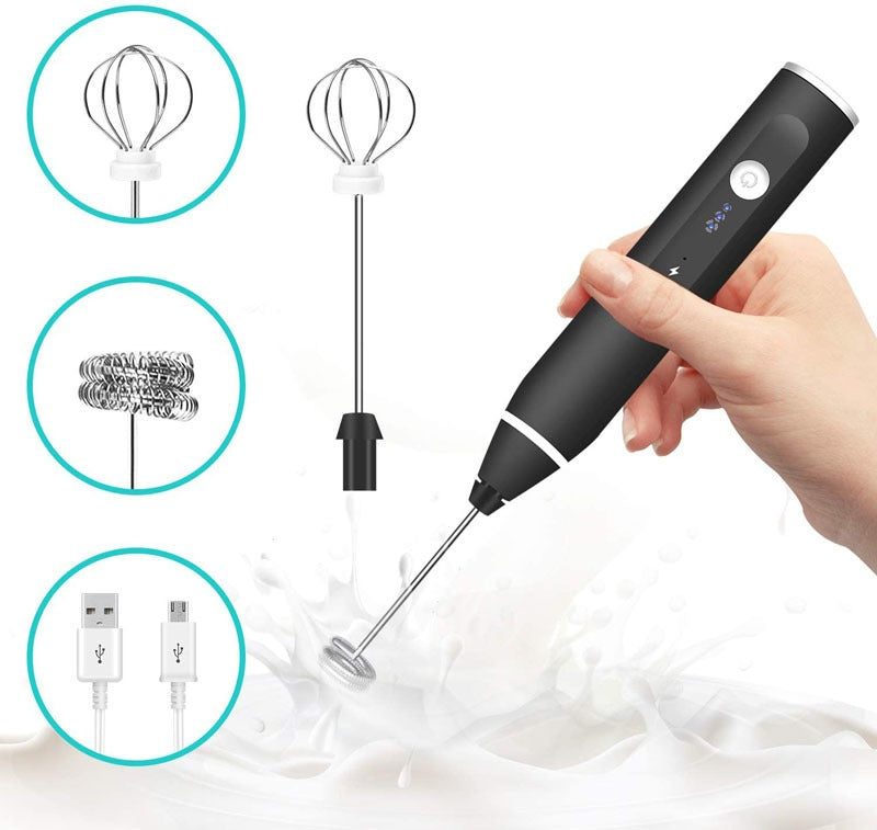 3-Piece Electric Milk Frother And Whisk Set - Korvel