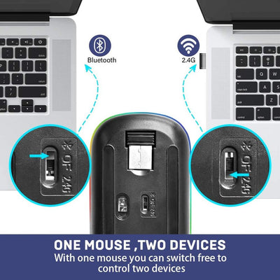 Wireless Mouse Bluetooth RGB Rechargeable Mouse Wireless Computer Silent Mause LED Backlit Ergonomic Gaming Mouse For PC Laptop - Korvel