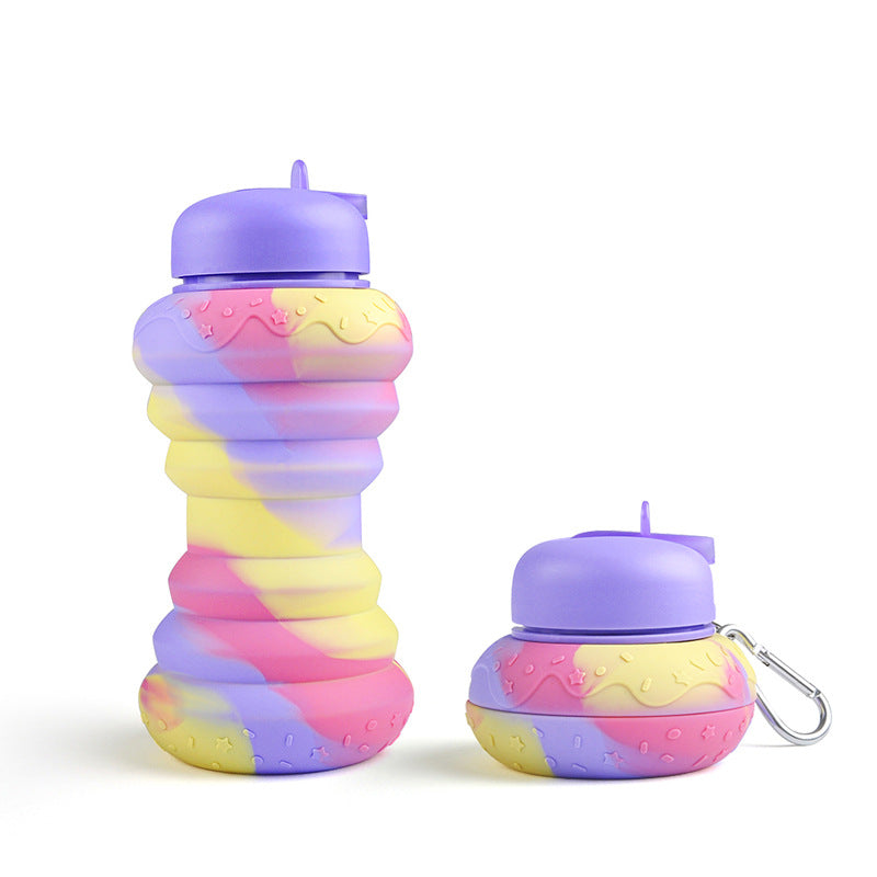 Donut Folding Silicone Water Bottle - Portable & Eco-Friendly