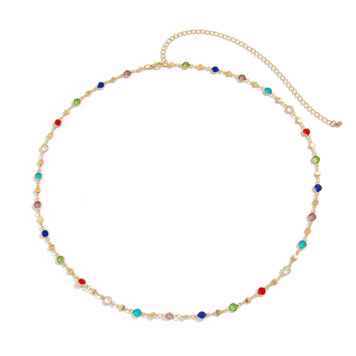 Bohemian style inlaid colorful crystal body chain ins style alloy versatile waist chain - Korvel