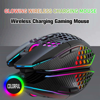 Lightweight hollow hole mouse, wireless rechargeable gaming light emitting computer, laptop, office mouse - Korvel