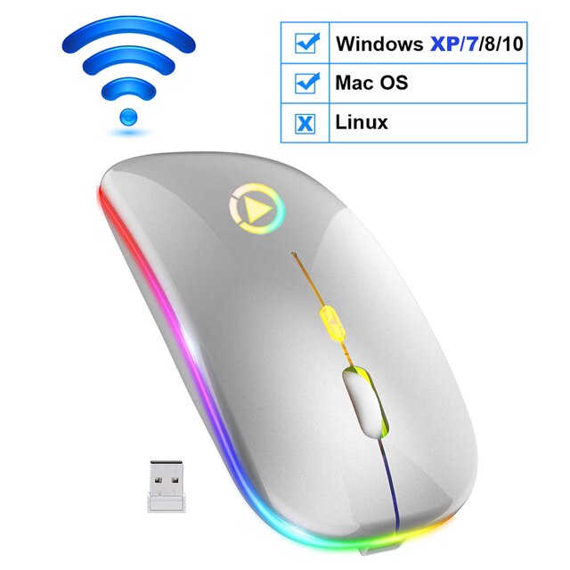 Wireless Mouse Bluetooth RGB Rechargeable Mouse Wireless Computer Silent Mause LED Backlit Ergonomic Gaming Mouse For PC Laptop - Korvel