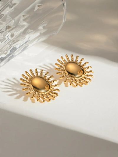 18K Gold-Plated Stainless Steel Sun Stud Earrings