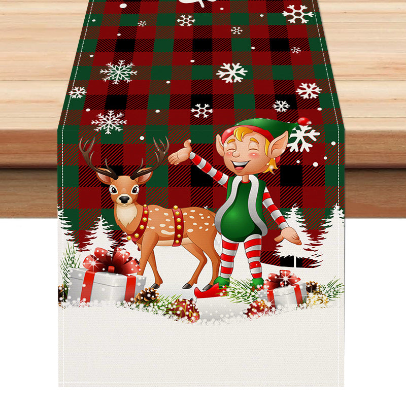 Christmas table flag holiday party restaurant decoration tablecloth linen checkered printed dining table tablecloth mat - Korvel