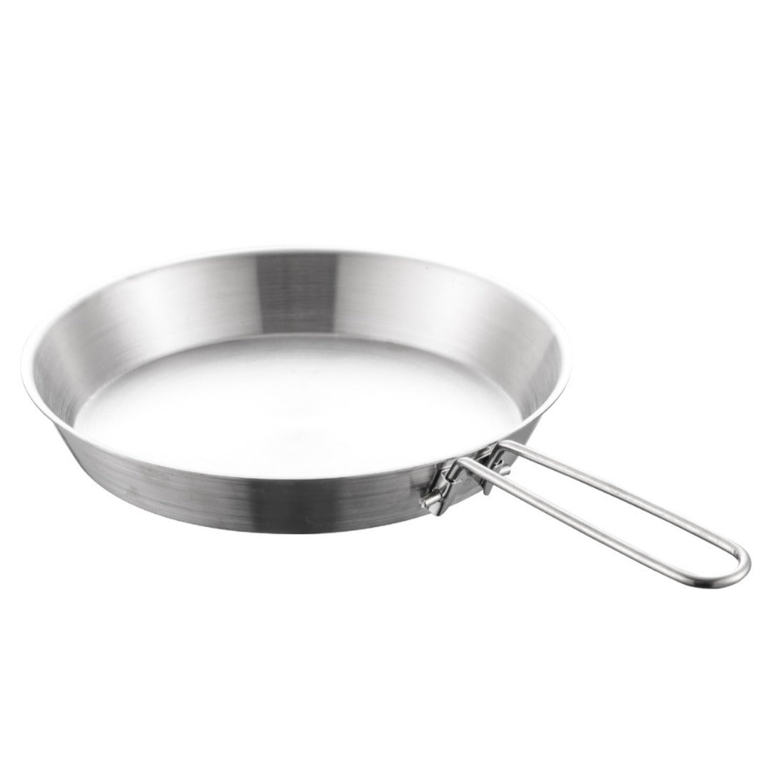 stainless steel folding handle frying pan outdoor flat bottomed frying pan mini frying pan portable frying pan camping equipment - Korvel