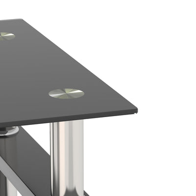 1-Piece Modern Tempered Glass Tea Table Coffee Table End Table, Square Table for Living Room, Black - Korvel