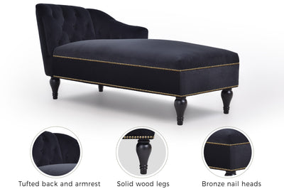 58-Inch Velvet Lounge Chair with Nailhead Trim