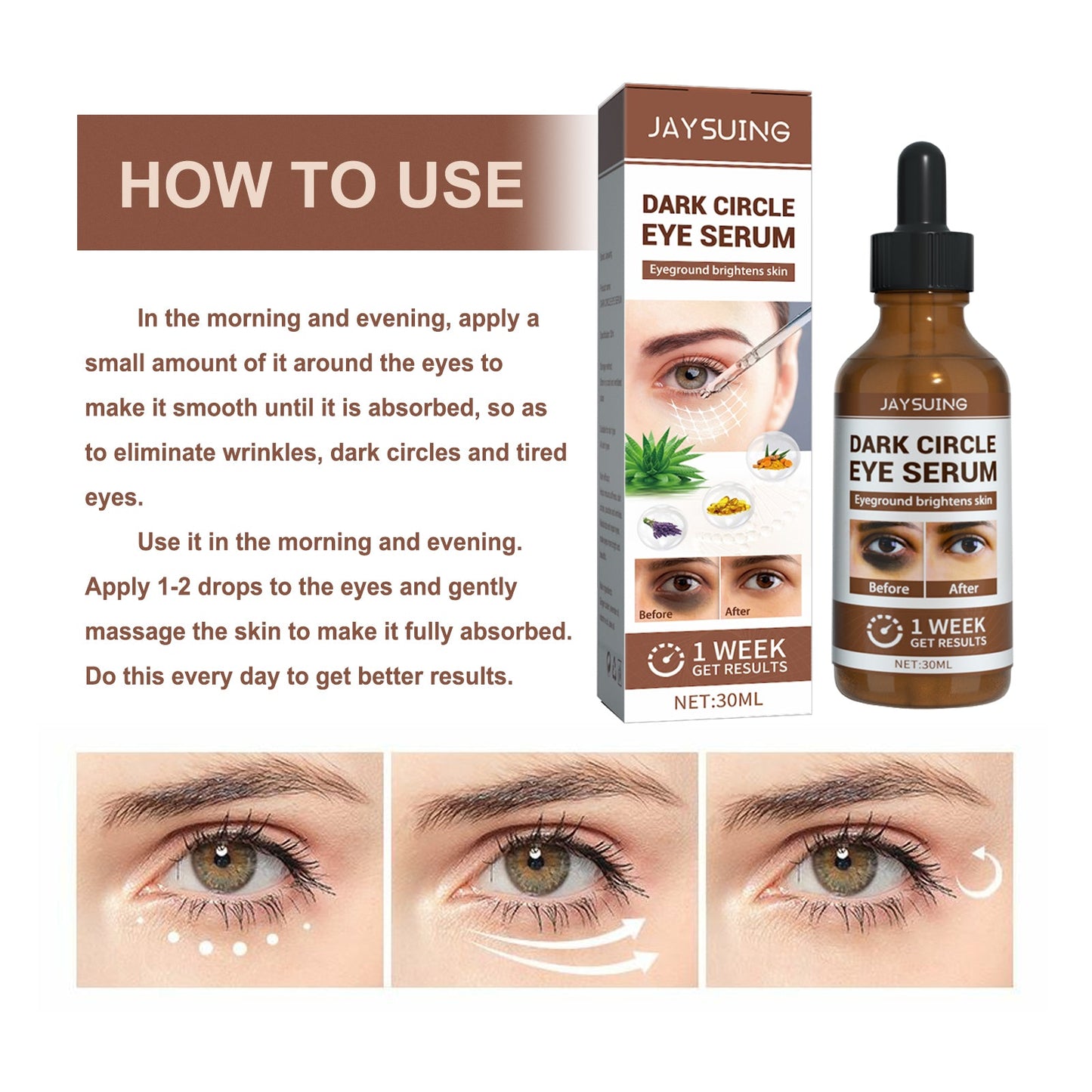 Dark Circles Serum, Light Line Firming Dark Circles Moisturizing Eye Area Repair Serum - Korvel