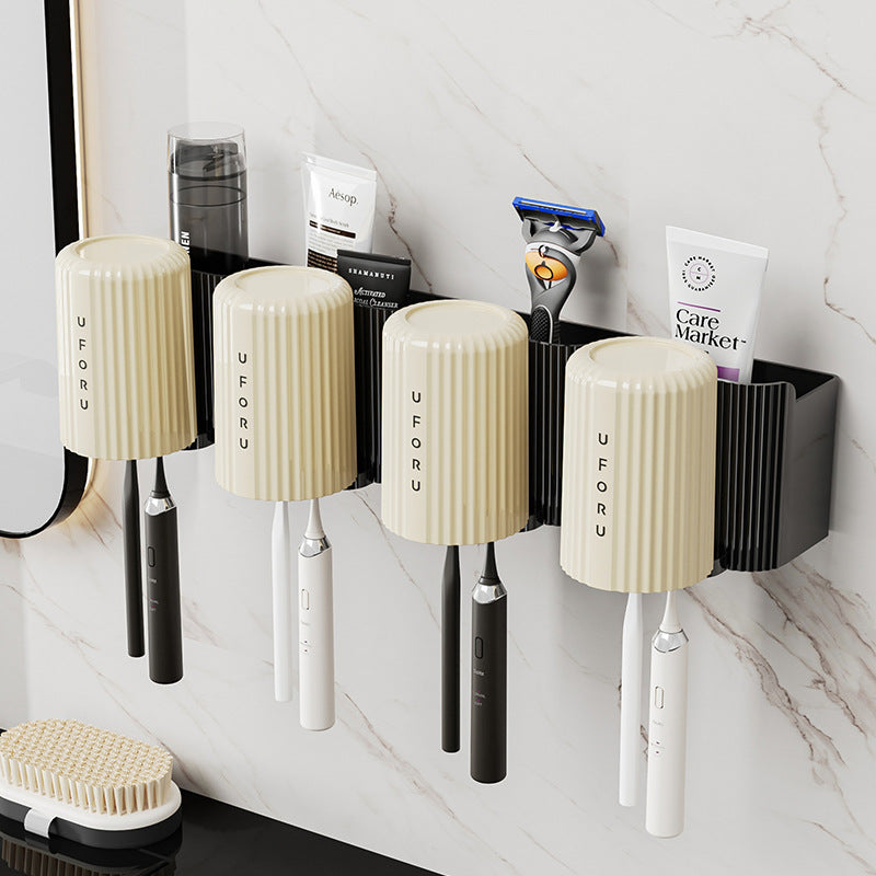 Premium Wall-Mounted Toothbrush and Cup Holder Rack