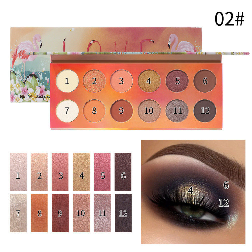 Romantic Beauty 12 Color Dazzle Eye Shadow Plate Pearlescent Matte Finish Eye Shadow Makeup - Korvel