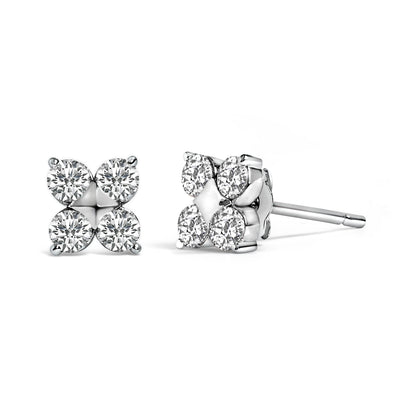 Pendientes de Stud de Copo de Nieve de Diamante Creado en Laboratorio de Oro Blanco de 10K