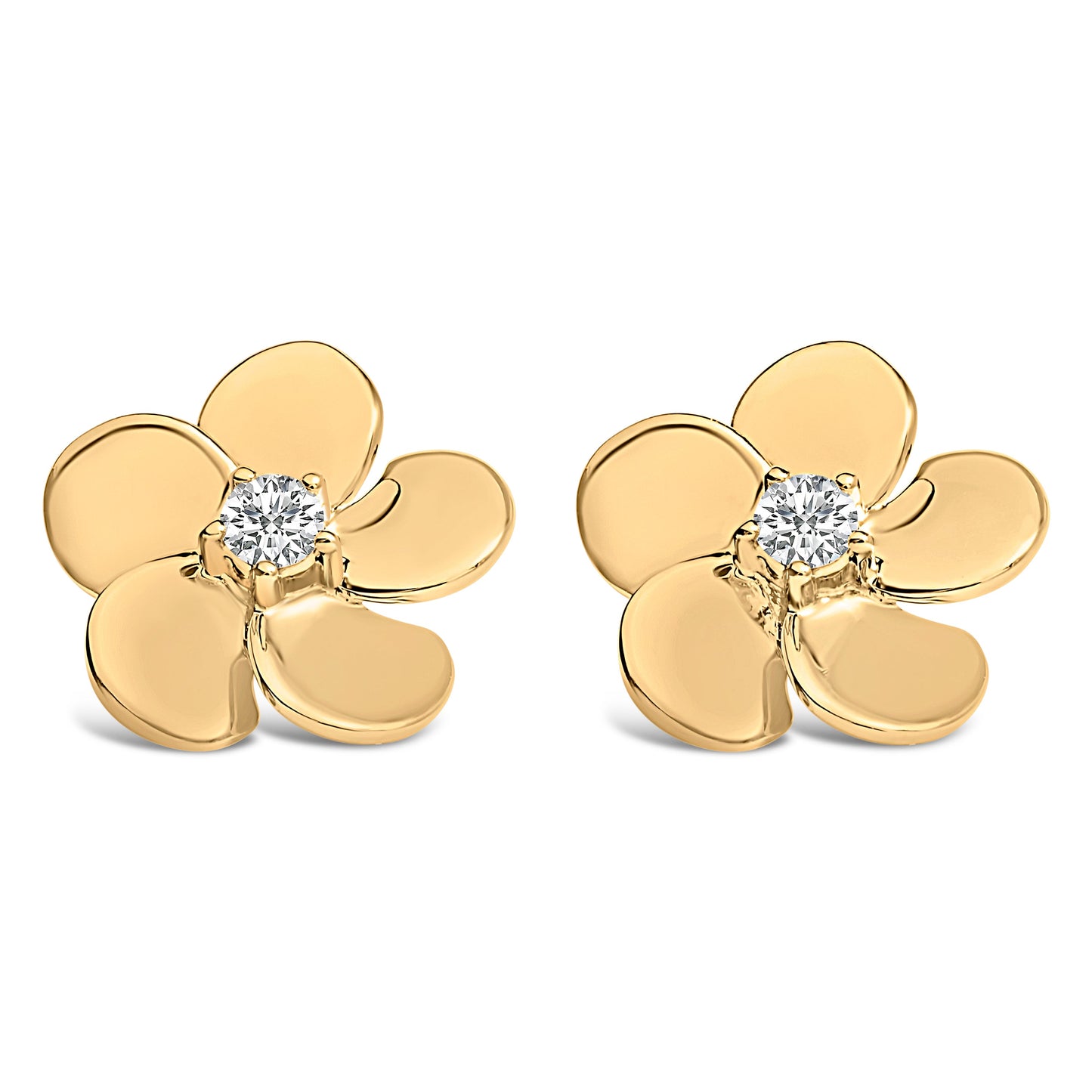 Boucles d'oreilles en diamant lab-grown en forme de pétale de fleur en or blanc 10K