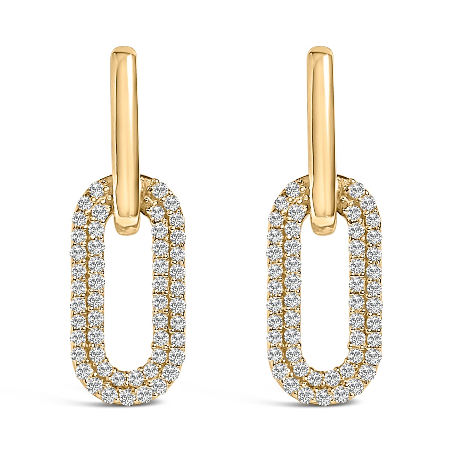 10K White Gold Lab Grown Diamond Paperclip Drop Earrings