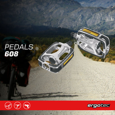 Pedales Ergotec 608 (9/16" con Reflector | Plata)