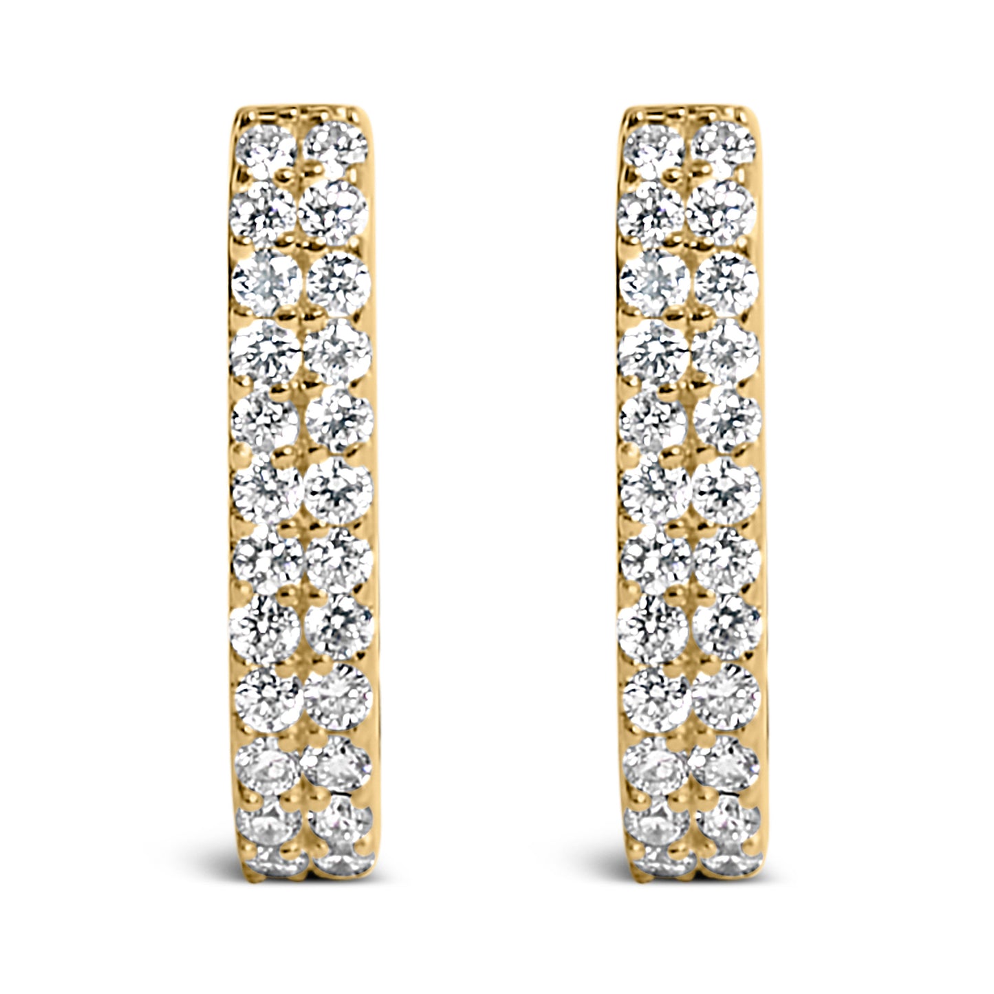 10K White Gold Lab Grown Diamond Double Row Huggie Hoop Earrings