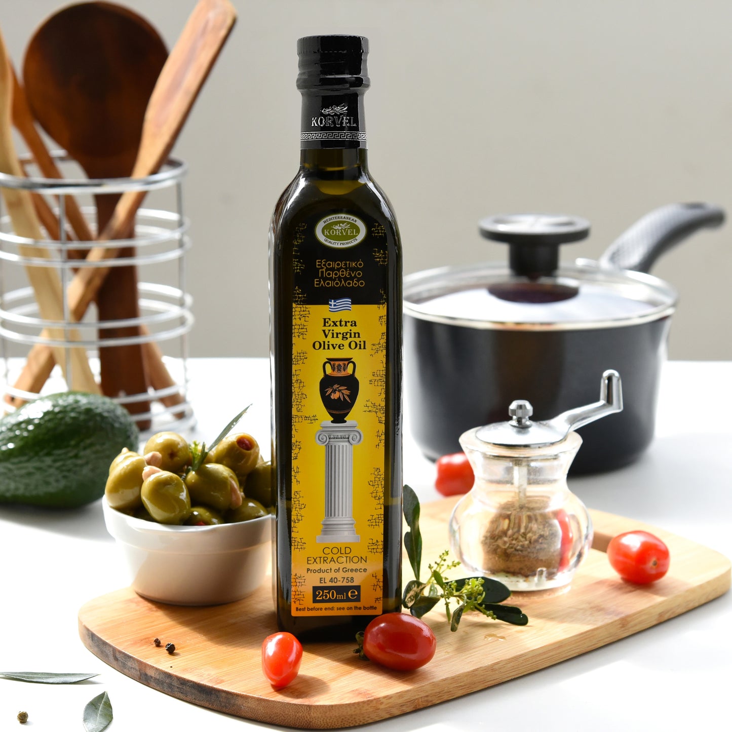 KORVEL Greek Extra Virgin Olive Oil, 8.45 FL OZ - Korvel-Food Inc.