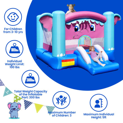 3-in-1 Elephant Theme Inflatable Castle