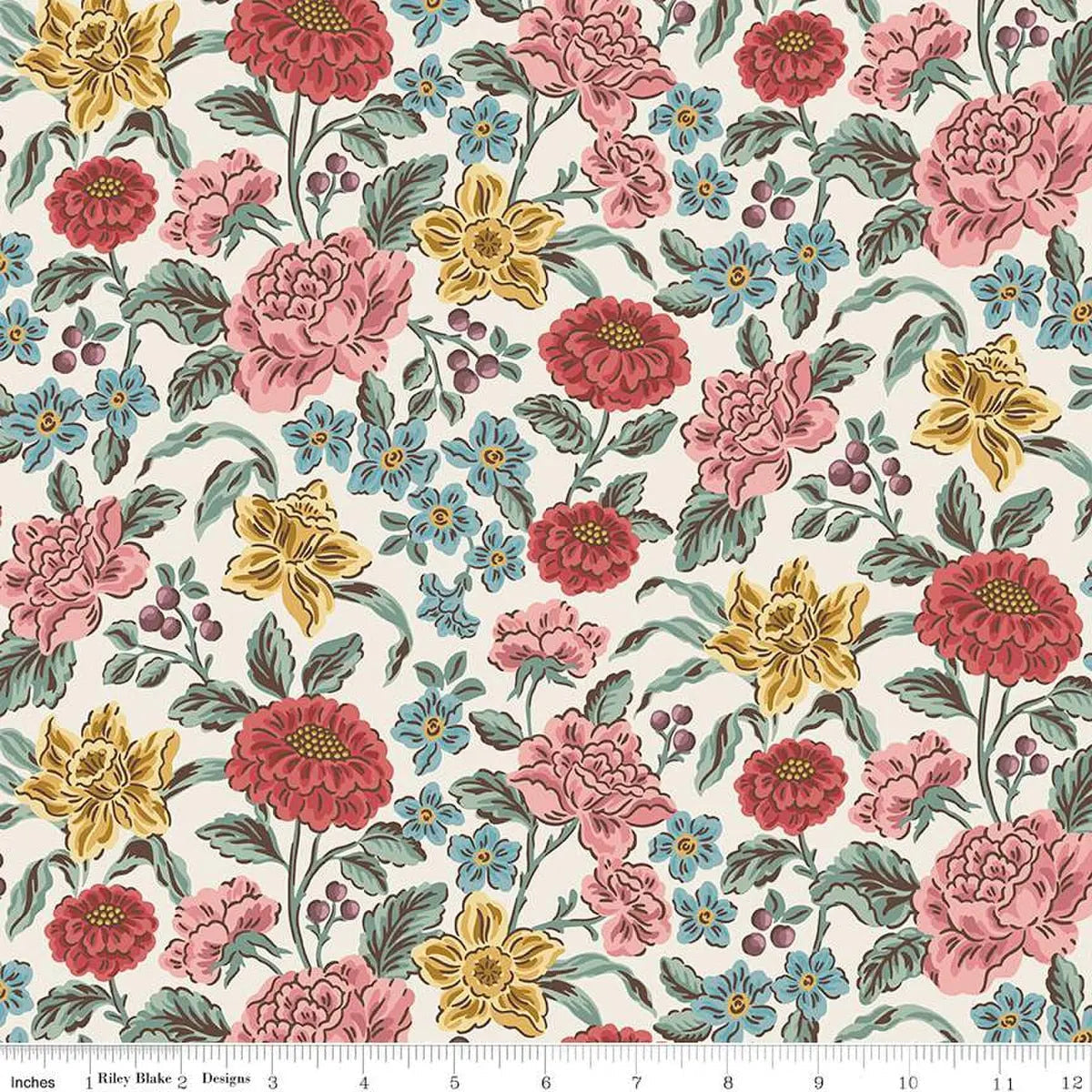 Emma Hartfield Cream Cotton Fabric - 43"/44" Per Yard
