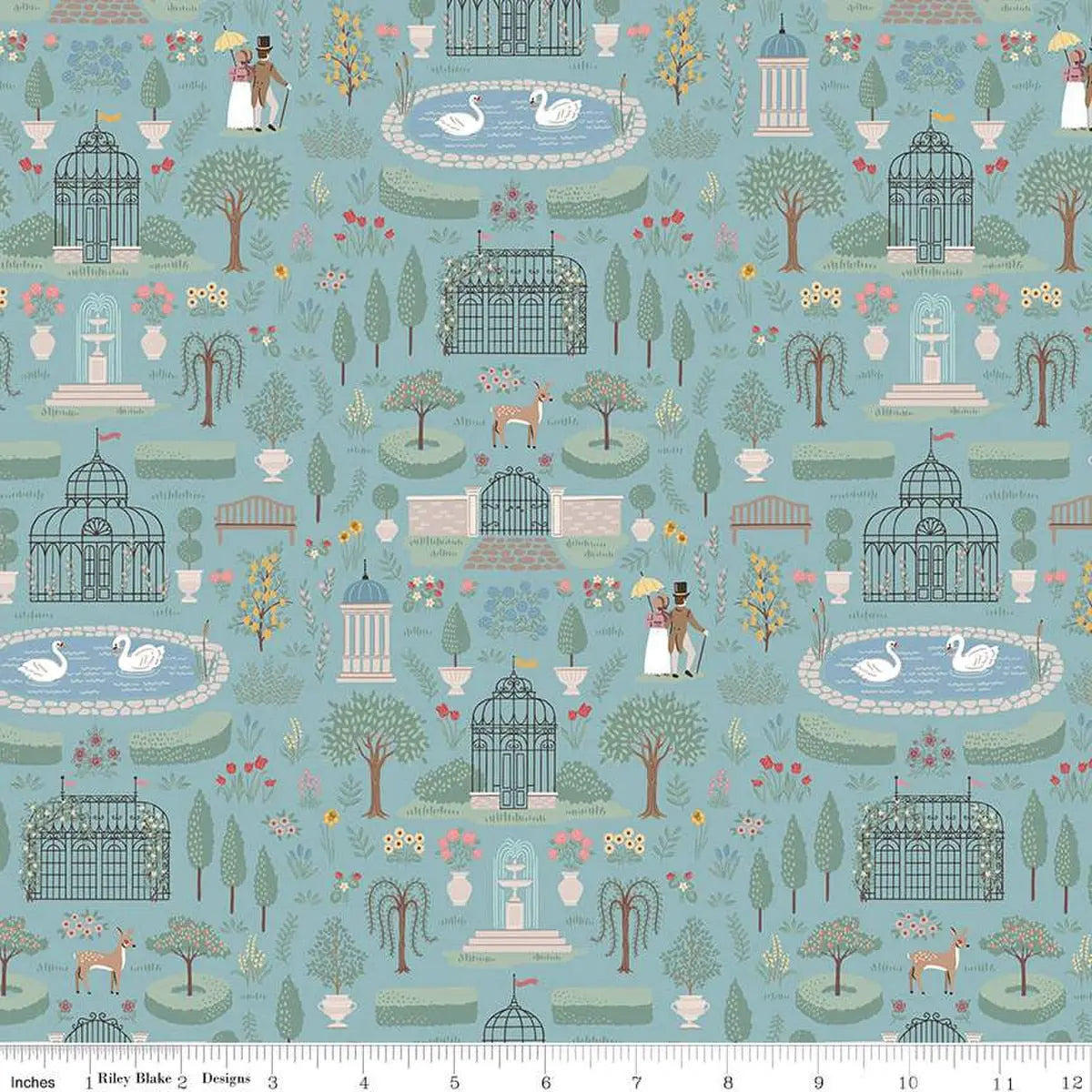 Tissu en coton bleu Emma Highbury - 43"/44" par yard