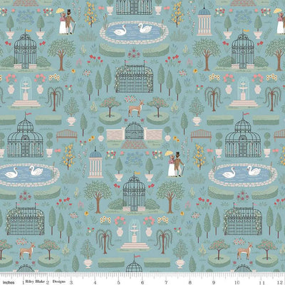 Emma Highbury Blue Cotton Fabric - 43"/44" Per Yard