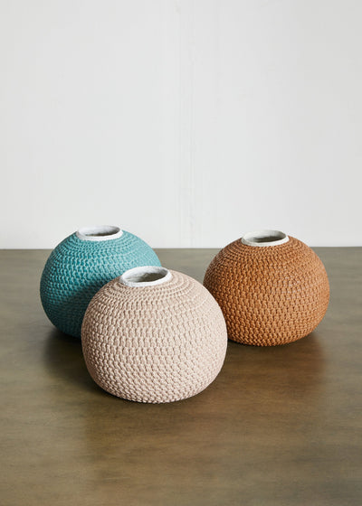 African Bibi Papier Vase - Pink, Rust, and Blue