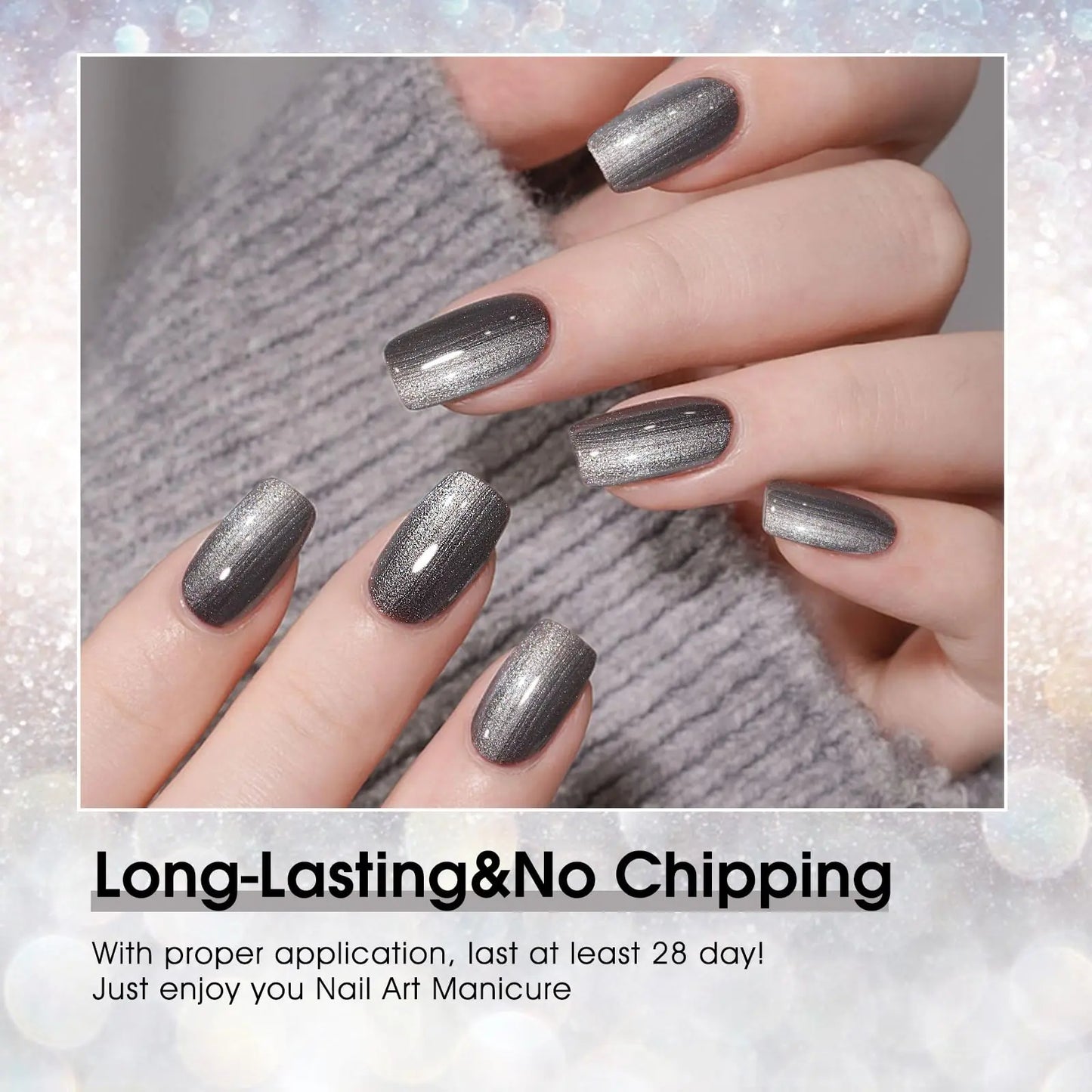 Vernis à ongles en gel gris métal VENALISA - Fini haute brillance