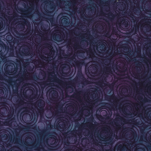 Essence Circle in Circle-Purple Eggplant Batik Fabric - 44"/45" Per Yard