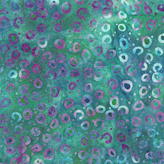 Essence Round and Round-Teal Bermuda Batik Fabric - 44"/45" Per Yard