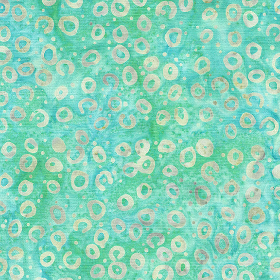 Tissu Batik Essence Round and Round-Teal Chameleon par Yard