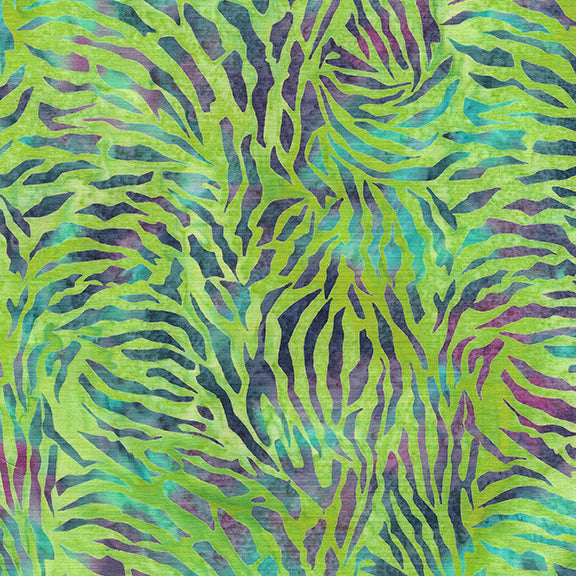 Tissu Batik Essence Rayures Tigre-Vert Citronnelle - 44"/45" Par Yard