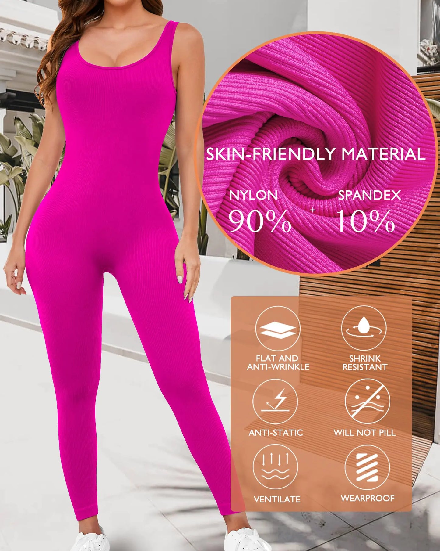 Mono de entrenamiento sin costuras para mujer AURUZA - Rosa