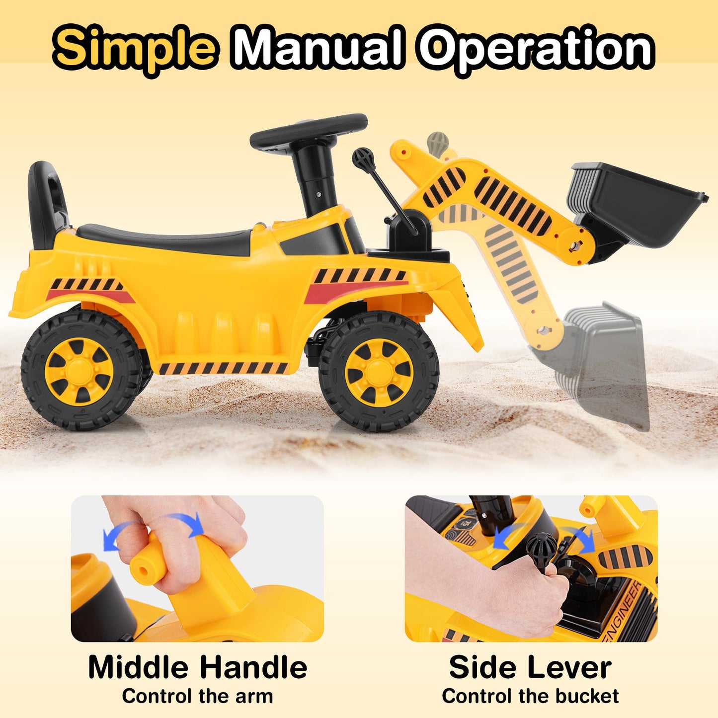 Excavadora de Cubo Ajustable Juguete - Amarillo