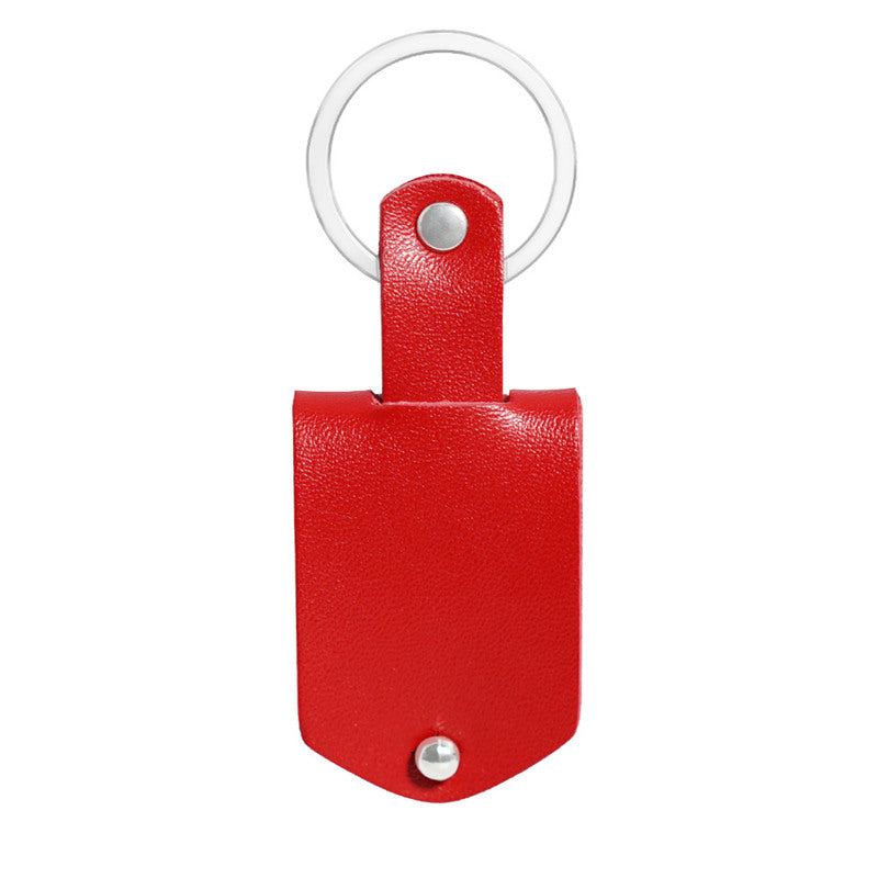 Porte-clés en cuir gravé personnalisé et en acier inoxydable