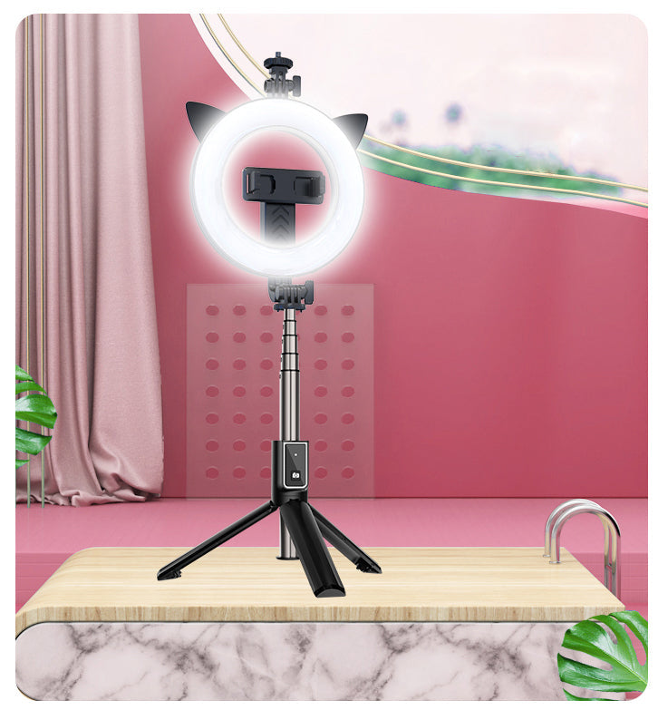 New P40D Portable Selfie Stick With 6 Inches Round Net Celebrity Beauty Fill Light Mobile Phone Live Support - Korvel