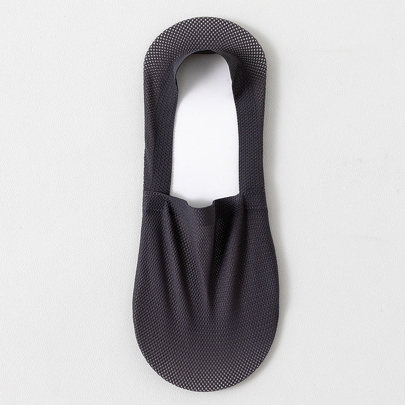 Men's thin breathable mesh boat socks short socks shallow mouth ice silk invisible socks - Korvel
