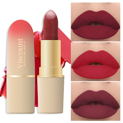 Waterproof And Durable Lipstick Velvet Fine Glitter Matte Lip And Cheek Dual-Use Lipstick - Korvel