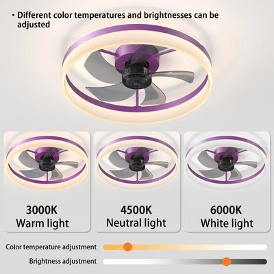 Dimmable LED Ceiling Fan with Modern Design in Purple