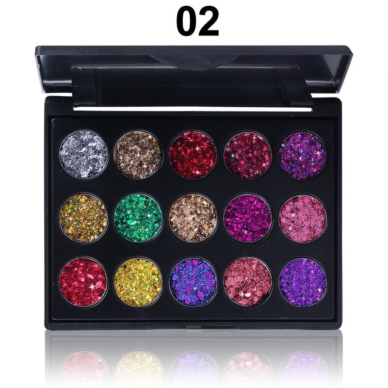 Palette de fards à paupières en sequins diamantés 15 couleurs