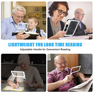 Full-Page 5X Magnifying Glass for Reading, Folding Lighted Magnifier with 48 LED Lights, Rectangular Handhold Magnifier - Korvel