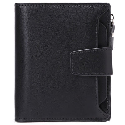 Men's short genuine leather wallet first layer cowhide Korean style fashion casual wallet driver's license wallet father's day gift - Korvel
