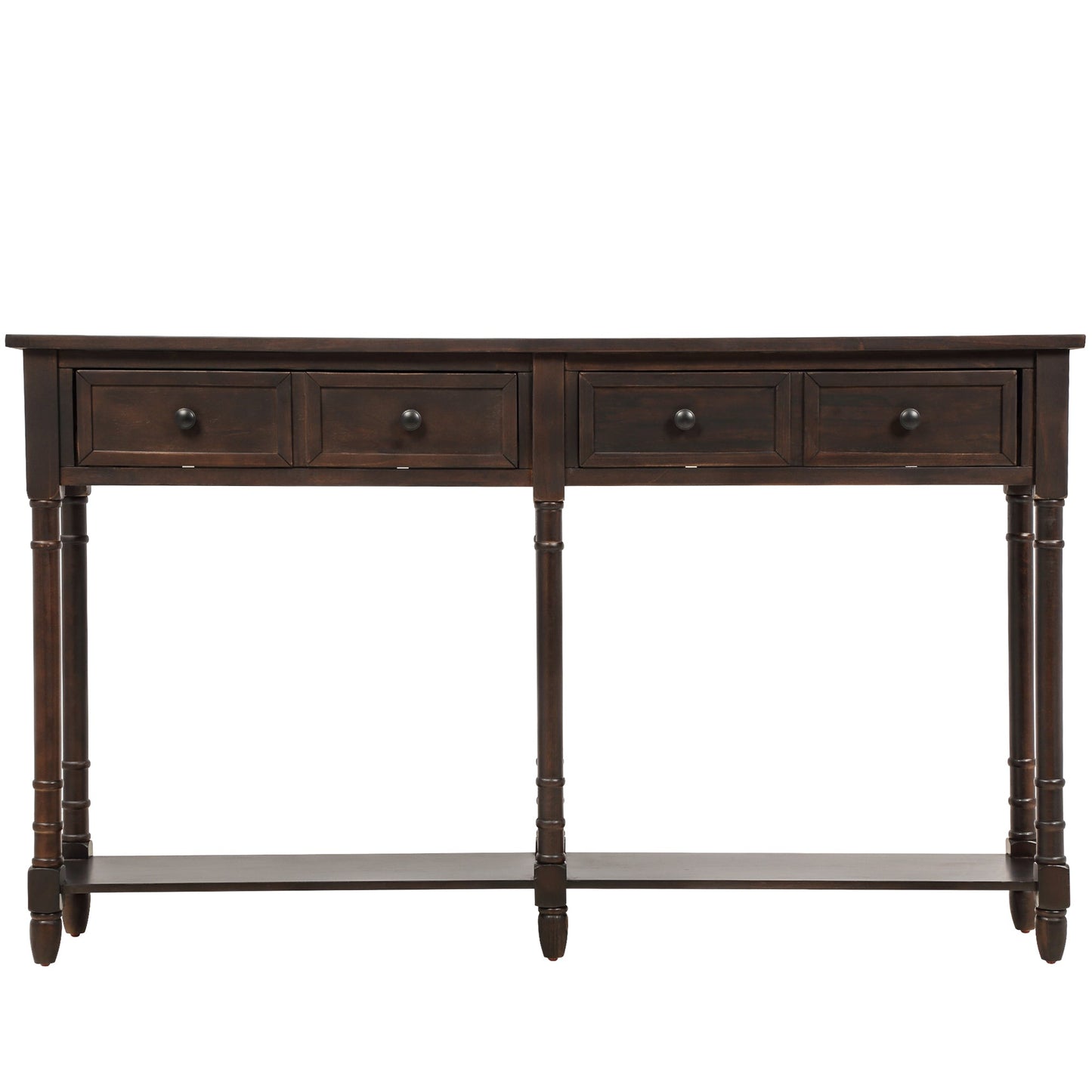 TREXM Espresso Console Table with Storage Drawers