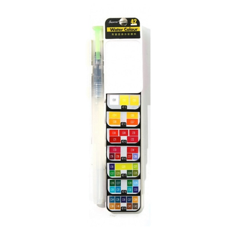 18/25/33/42 Colors Paint Set Professional Foldable Watercolor Paint Set with Brush Foldable Travel Color Pigment For Painting - Korvel