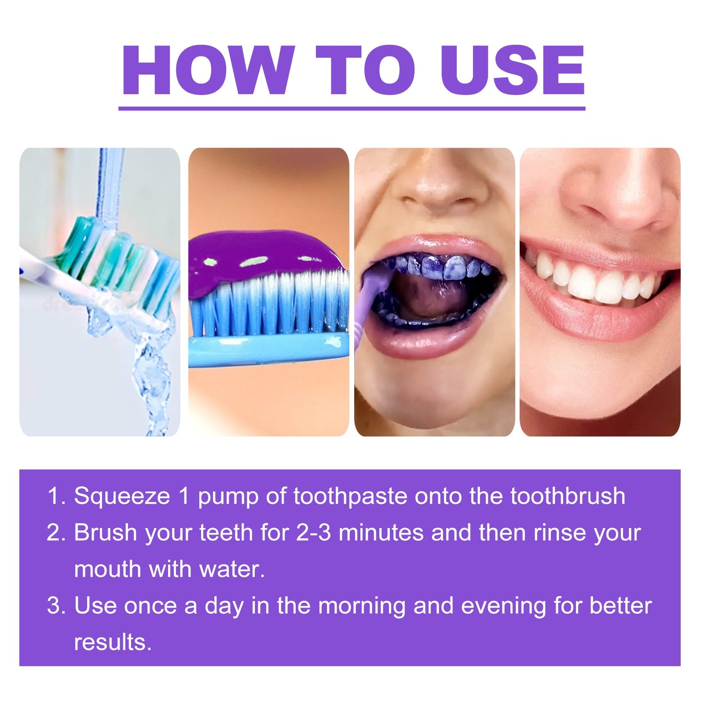 Purple Whitening Toothpaste, Cleans Stains And Odors Brightening Teeth Care Gums Toothpaste - Korvel