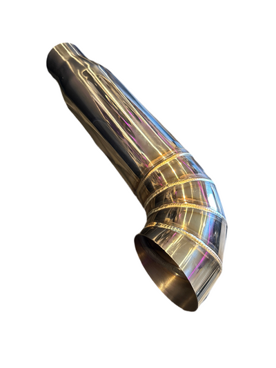 SPDZ1 Universal 3" to 4" VIP Exhaust Tips "Blast Pipes" Style - Single - Turn Down - Stainless Tip - Korvel