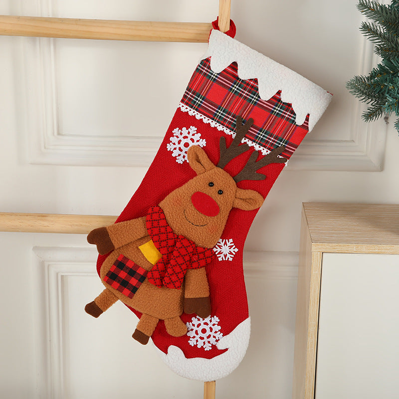 Christmas Day Decoration Cartoon Old Man Elk Snowman Window Decoration Cute Home Christmas Style Gift Bag Hanging Socks - Korvel