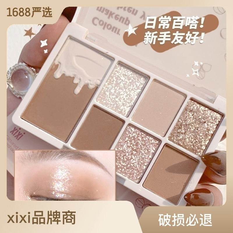 7 Color Eyeshadow Palette Red Wine Glitter Pearly Lasting Acrylic Eyeshadow Palette Korean Eyes Makeup Palette Beauty Makeup - Korvel