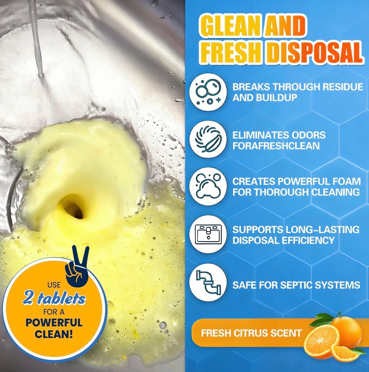 DrainFresh Disposal Tablets - Powerful Cleaning Solution